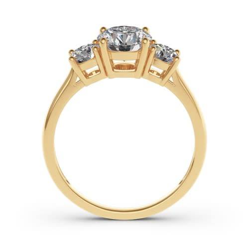 3.00 Carat Trilogy Moissanite Yellow Gold  VVSI/D Engagement Ring **GRA Certified**