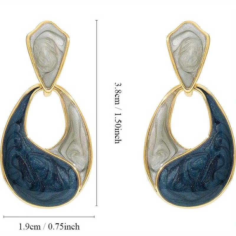 Blue Water Drop Oil-Dripping Earrings