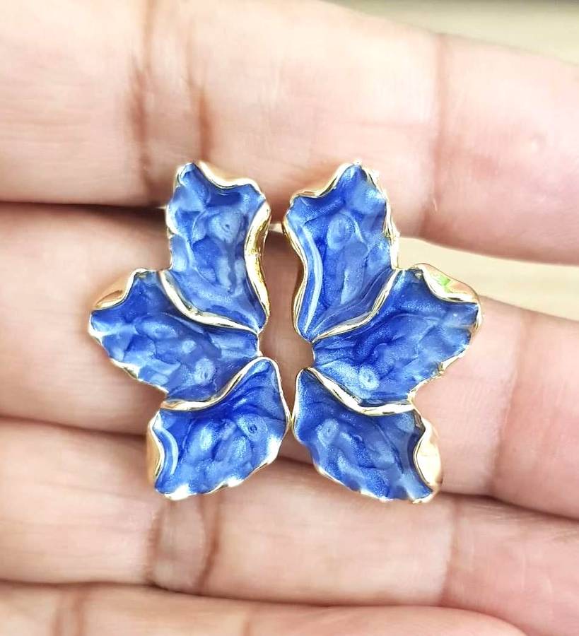 Blue Petal  Earrings for Women  New Design  Style
