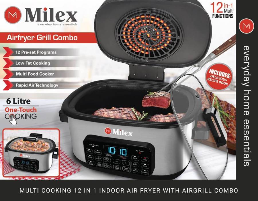 MILEX AIR FRYER GRILL COMBO 12 in 1 MULTI COOKER