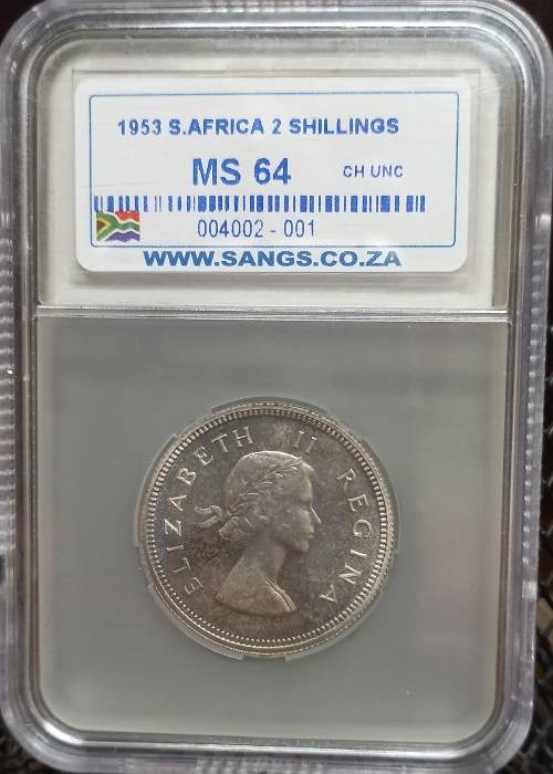 1953 Two Shilling Sangs MS64