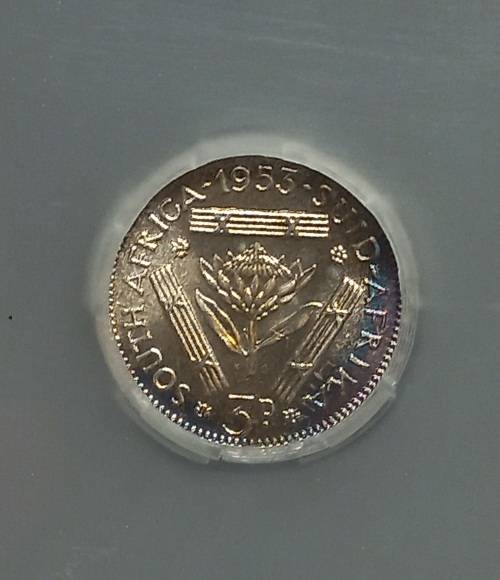 1953 Threepence Sangs PF65