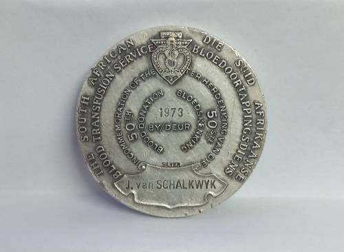 Silver William Harvey Blood donation medal