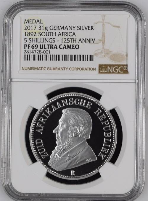 2017 31gram Germany 1892 South Africa 5 Shilling - 125th anniversary medal silver