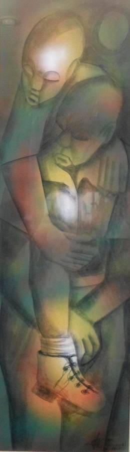Solomon Sekhalelo - Man carrying a child - A stunner!! Bid now!