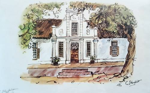 Gertie Ihlenfeldt - Cape Dutch house (1) - A beautiful limited print! Low price, bid now!