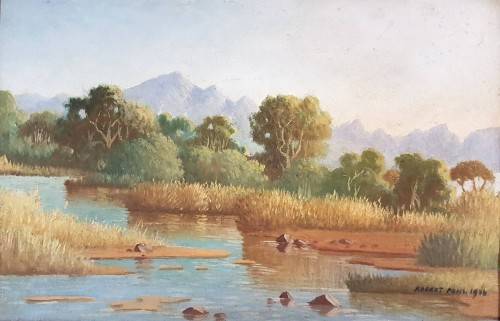 Robert  Pohl - River scene - A stunning painting from a legendary artist! bid now!!