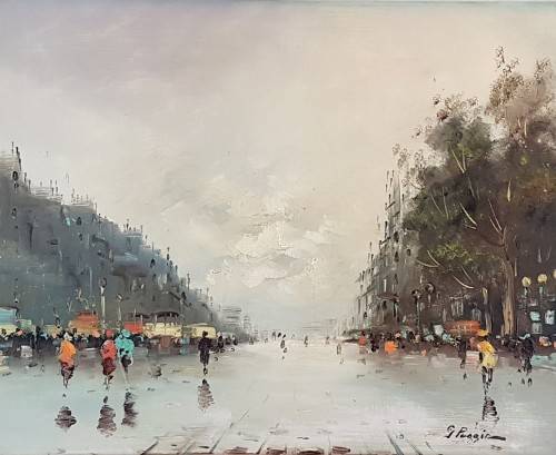 G Puggin - Street scene - A beautiful oil painting! - Bid now!