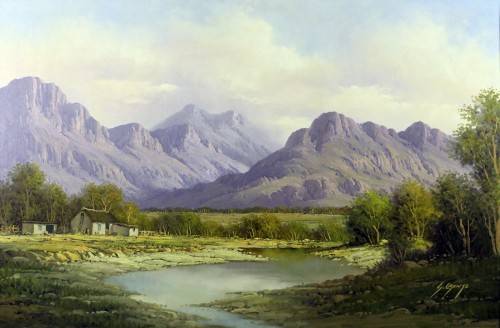 Gawie Cronje - Mountain landscape - A beautiful piece of artwork! - Bid now! *Free courier!