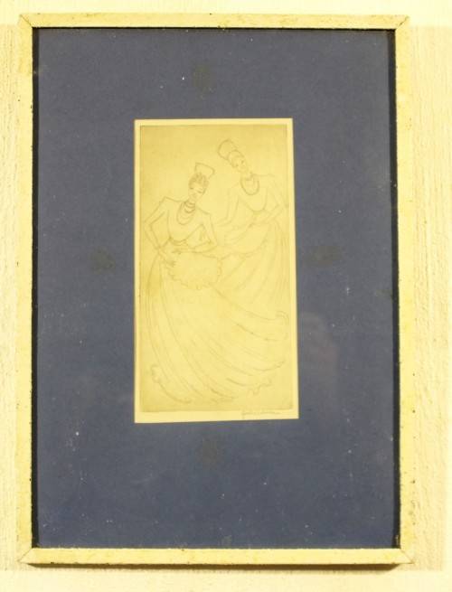 Grethe Schonken - Herero woman dancing - Dry point