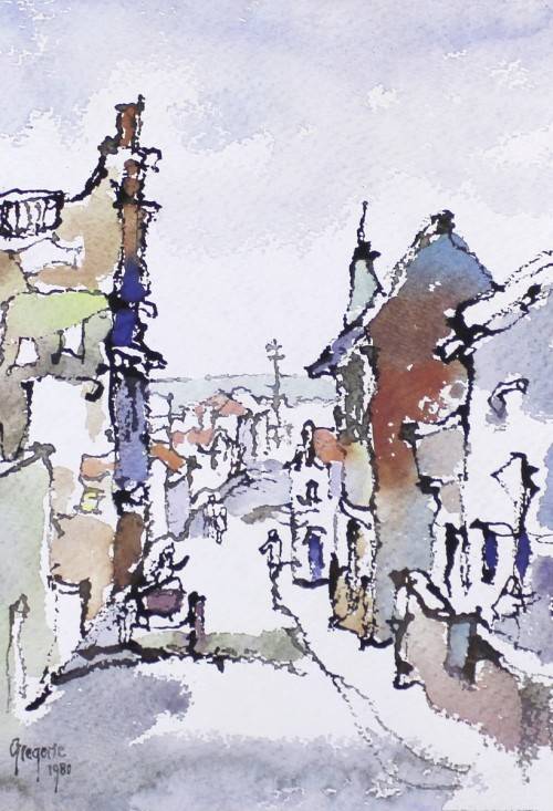 Gregoire Boonzaier  - Cape street scene - A beautiful signed litho print! Giveaway price, bid now!