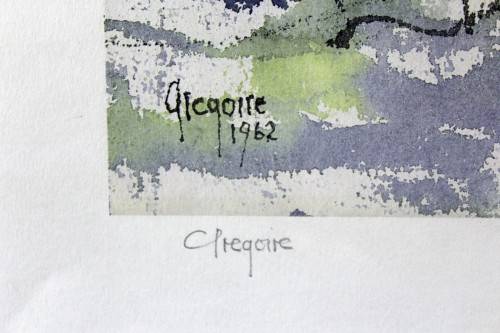 Gregoire Boonzaier  - Street scene with ocean - A beautiful signed litho print! Low price, bid now!