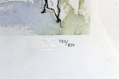 Gregoire Boonzaier  - Street scene with ocean - A beautiful signed litho print! Low price, bid now!