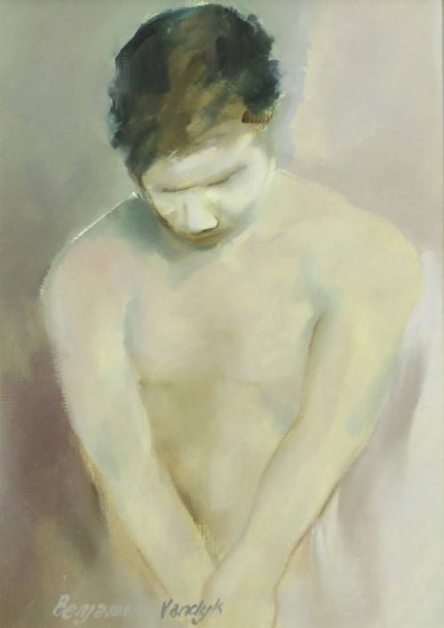 Benjamin Vandyk - Shy male nude - A stunning work! - Low price! - Bid now!