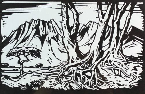 Pierneef - Treetrunks and mountains - A beautiful photo lithograph!! Bid now!