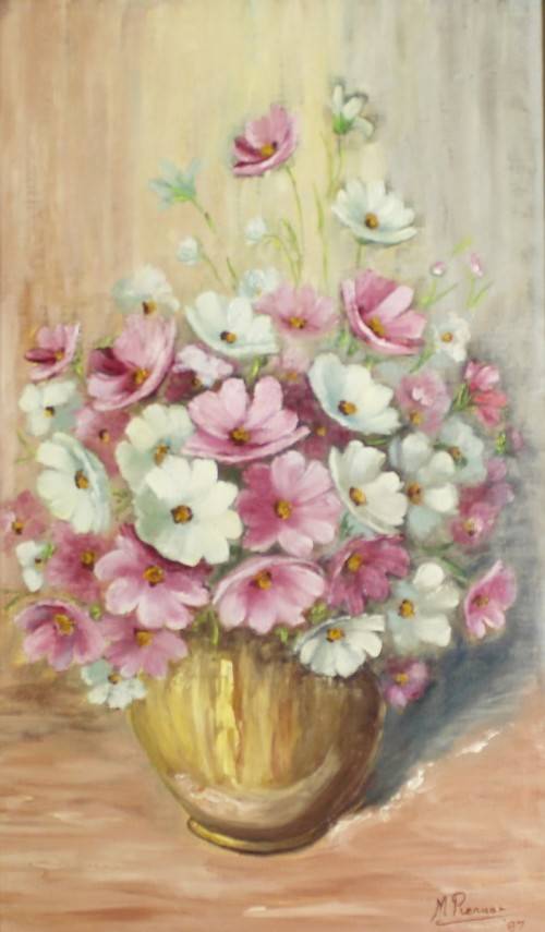 M Pienaar - Still life flower in a brown bowl - Beautiful!! - Giveaway price! - Bid now!!