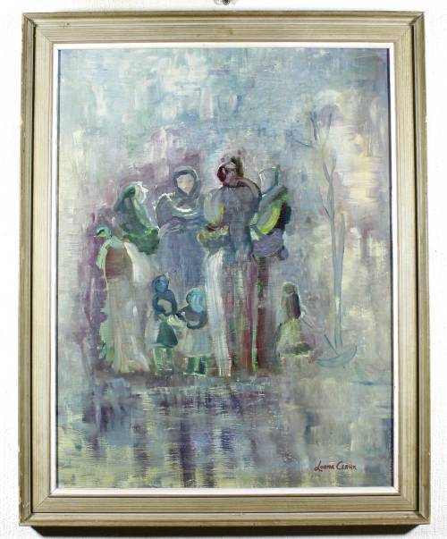 Lorna Clark - Abstract mothers and children - A stunning painting! Giveaway price, bid now!