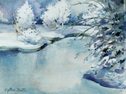 Cynthia Ball - Winter scene - A beautiful watercolor!! - Bid now!
