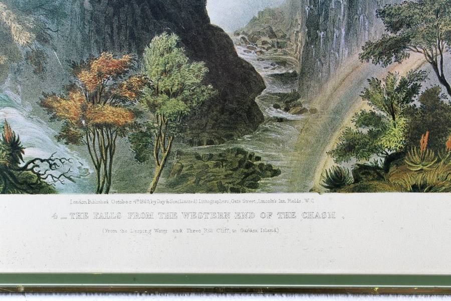 Thomas Baines - Victoria Falls - Western end of the chasm -  A beautiful print! Bid now!