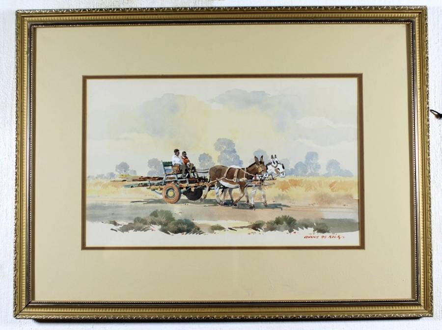 Johnnie de Kock - Donkey cart - A beautiful painting!! - Bid now!!