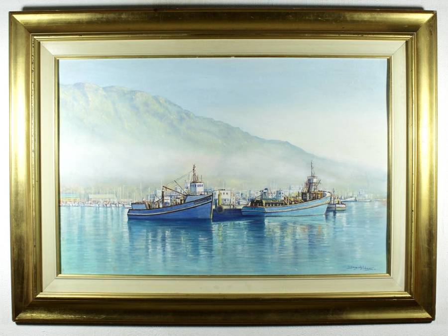 Dennis Hutchinson - Harbor scene - A large stunner! - Invest today, bid now!