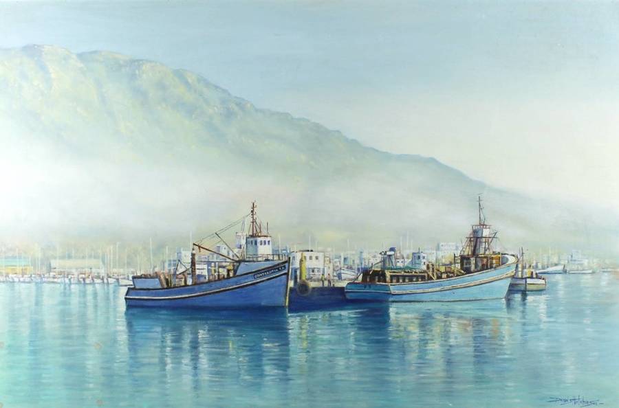 Dennis Hutchinson - Harbor scene - A large stunner! - Invest today, bid now!