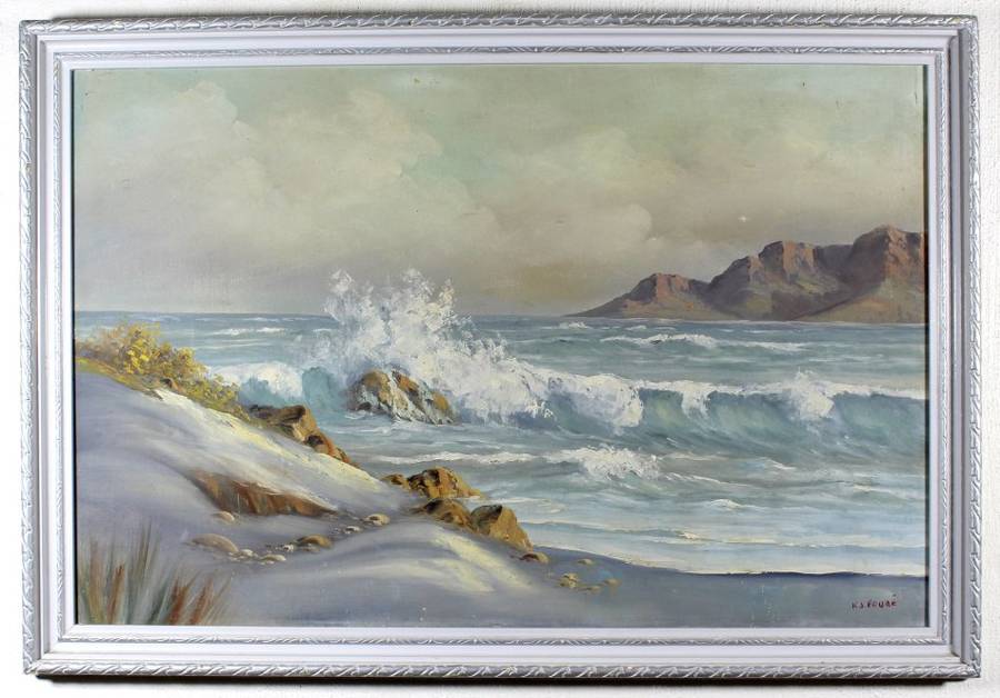 KJ Faure - Seascape - A lovely painting!! Bid now!!