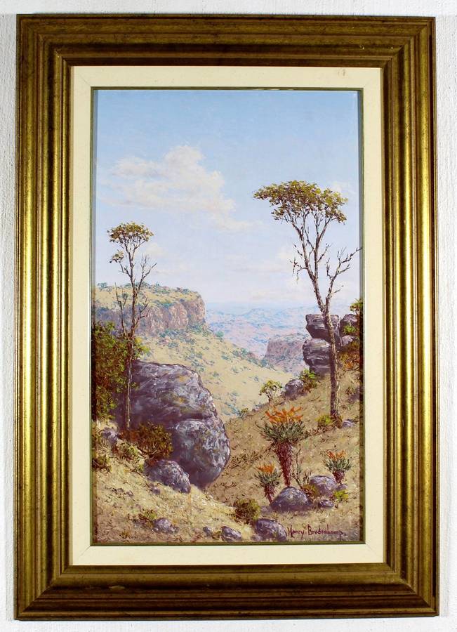 Henry Bredenkamp - Valley scene with aloes - A beautiful painting - Bid now!!