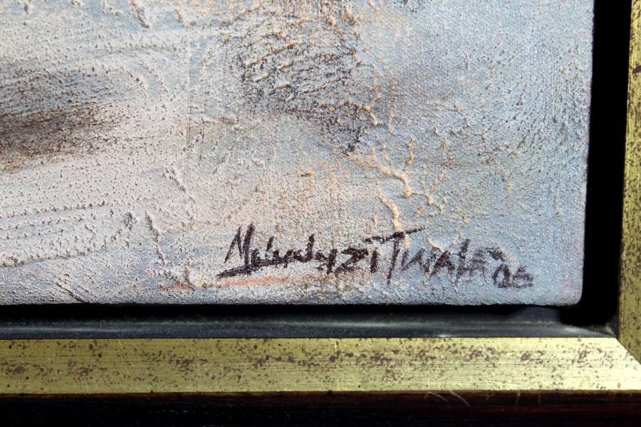 Mduduzi Twala - Miners - Oil on canvas - 90cm x 60cm - Stunning! - Bid now!!