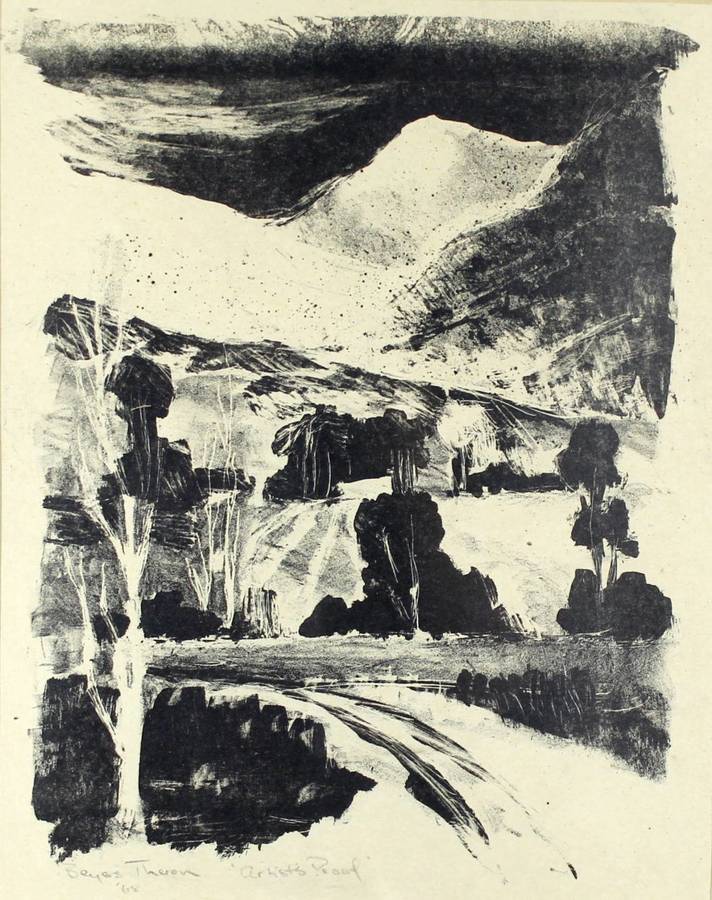 Beyers Theron - Abstract landscape - A lovely etching!! Bid now!!