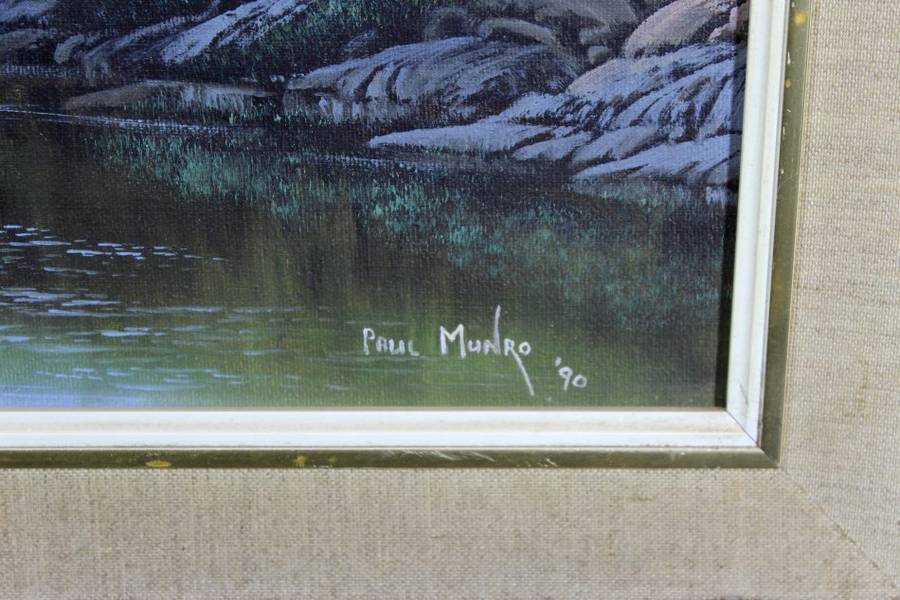 Paul Munro - Landscape with river and mountains - Investment art!! Bid now! *Free courier!