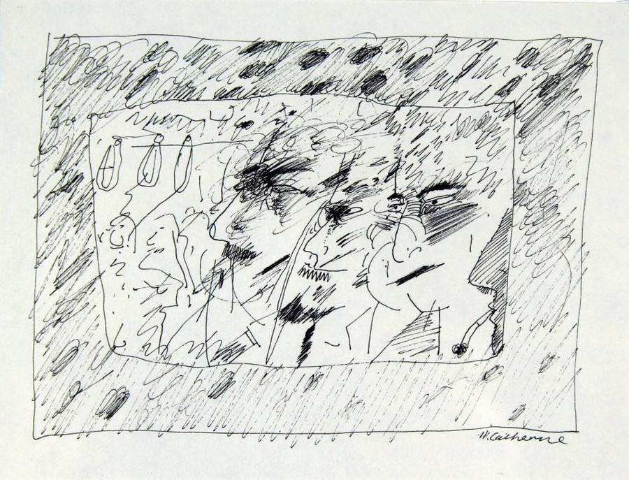 Norman Catherine - 3 Faces - Original ink drawing - Investment art!! - Bid now! *Free courier!