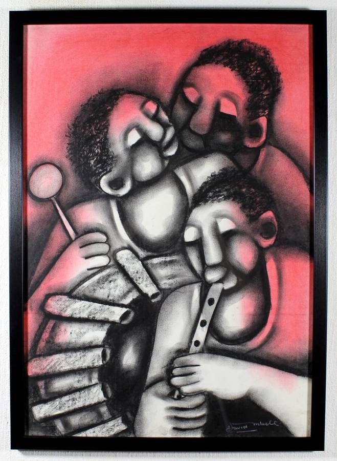 David Mbele - Musicians - A beautiful pastel - Low price, bid now!