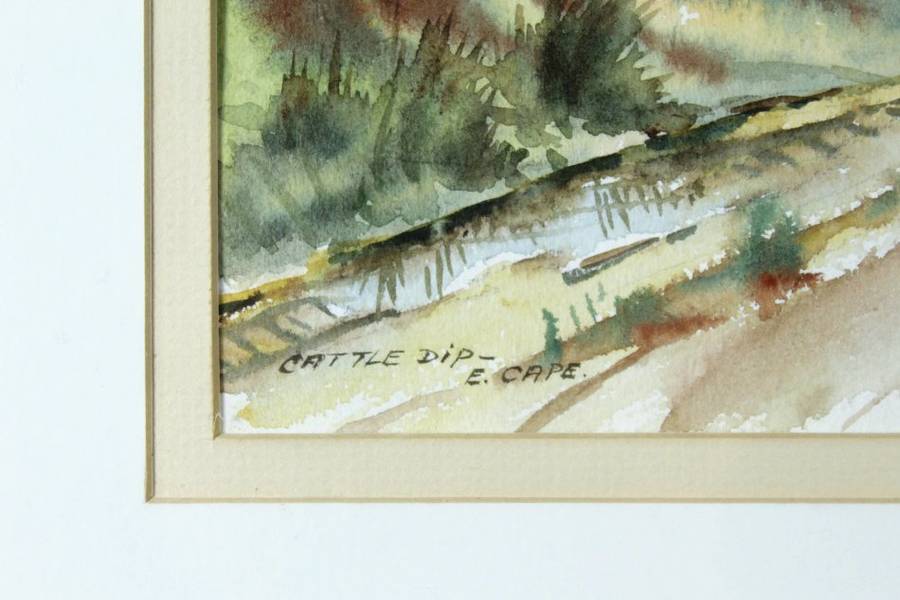 NA Brauer - Cattle dip, Eastern Cape - A beautiful watercolor! - Bid now!