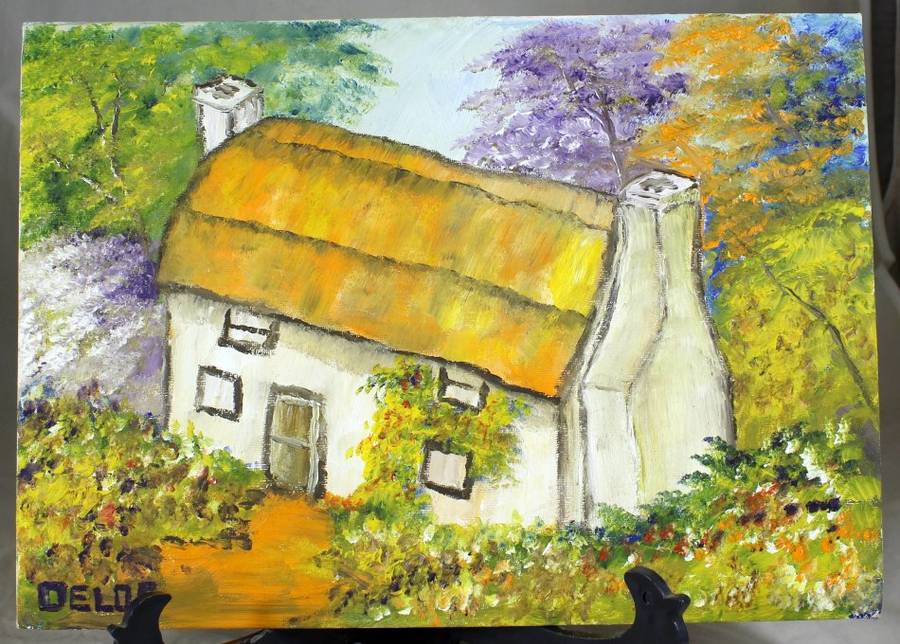 Oelof - Cottage - A delightful little oil painting! - Giveaway! - Bid now!!