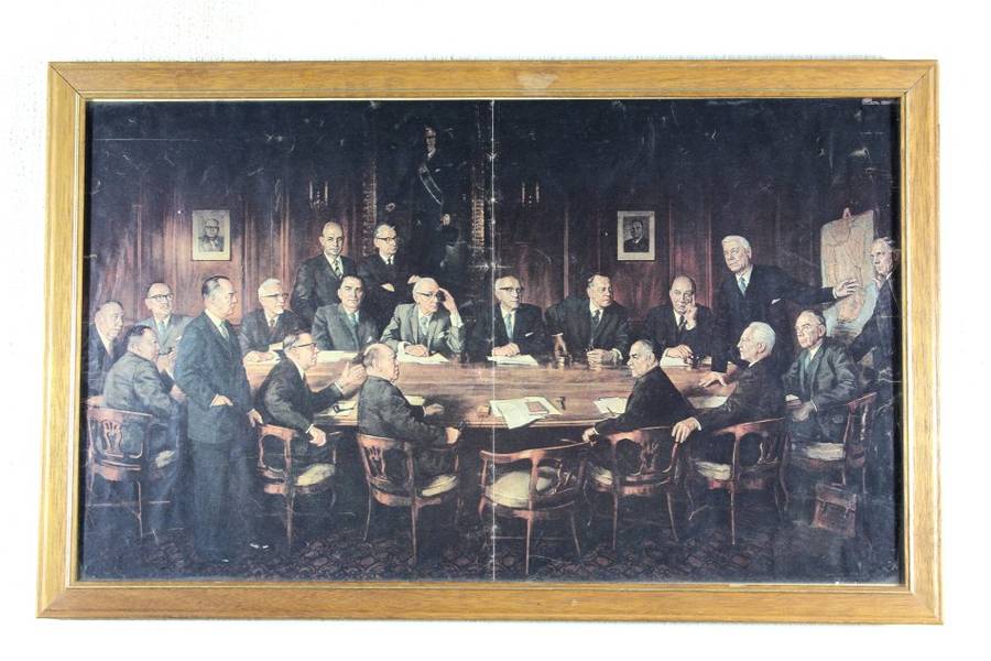 Cabinet meeting - A historical print - Low price - Bid now!