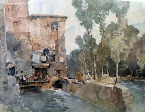 Russel Flint - Sitting outside