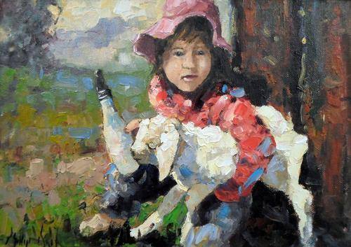 Phillip Britz - Feeding the lamb - A stunning painting!! Low price, act fast and bid now!