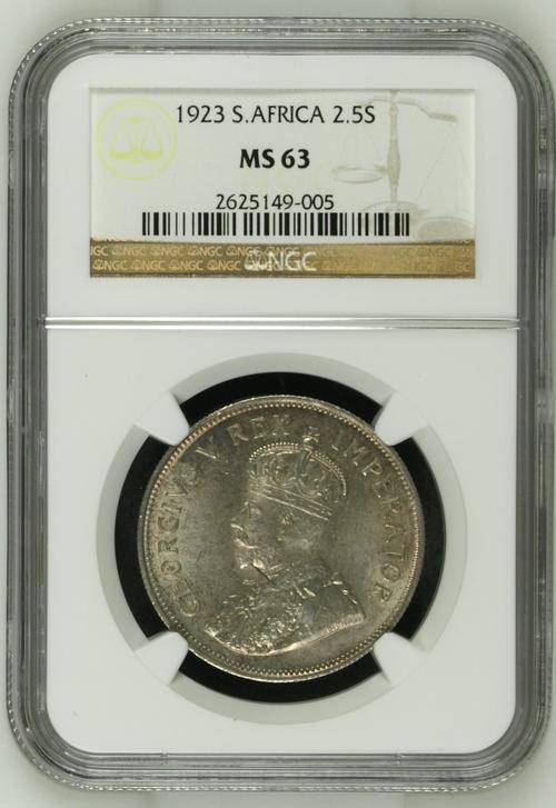 1923 Union of SA 2,5 shillings | NGC graded MS63 | Stunning
