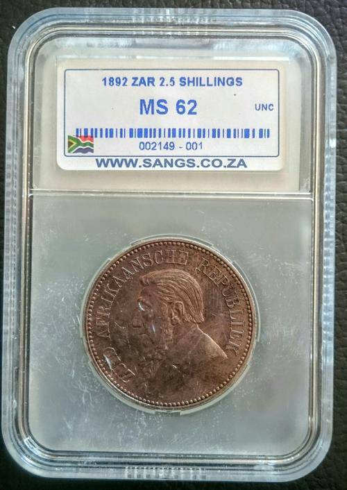 1892 ZAR 2,5 shillings | MS62 | Perfect Uncirculated