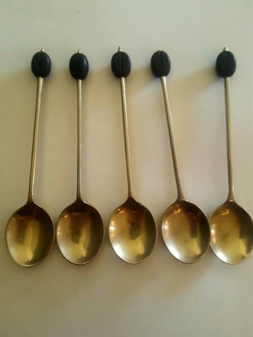 Set of 4 coffee bean spoons marked EPNS