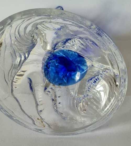 Blue and clear french lead crystal dolphin figurine
