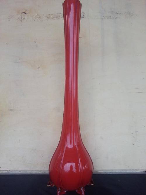 Reddish tall Maranno glass vase  with claw foot bottom