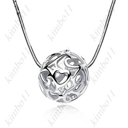 Fashion Necklace Jewelry 925 Sterling Silver Hollow Ball Necklace Pendant for Women