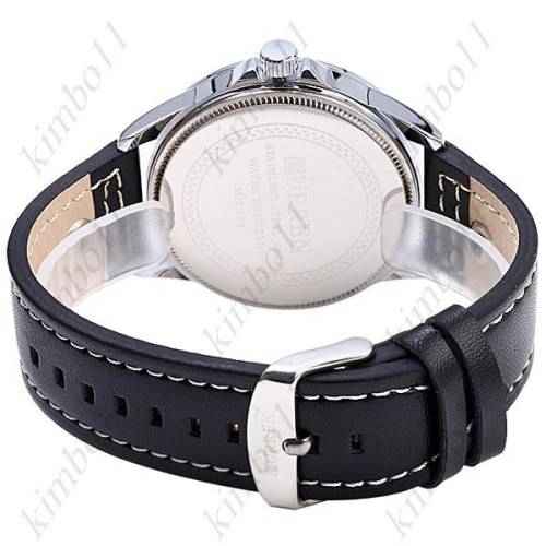 Curren 8224 Dual Calendar Day Date Display Men Quartz Genuine Leather Watch