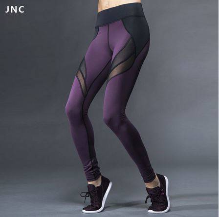 JNC Mesh Breathable Fitness Leggings Quick Dry Elastic Yoga Pants