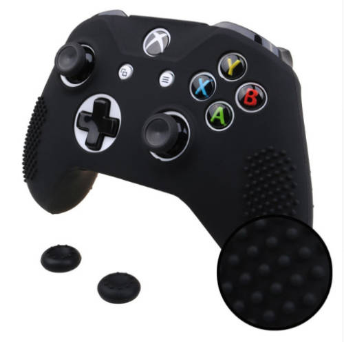 2 in 1 Studded Anti-slip Silicone Cover for XBox One Controller with 2 Thumbsticks Caps (4 Colours)