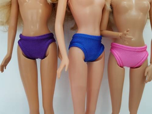 Set of 3 panties, pink, purple and blue for Barbie dolls