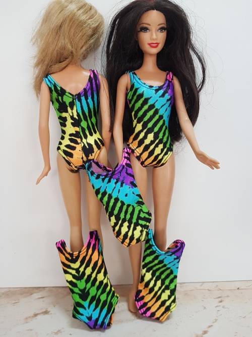 Multi color Lycra leotard for Barbie dolls
