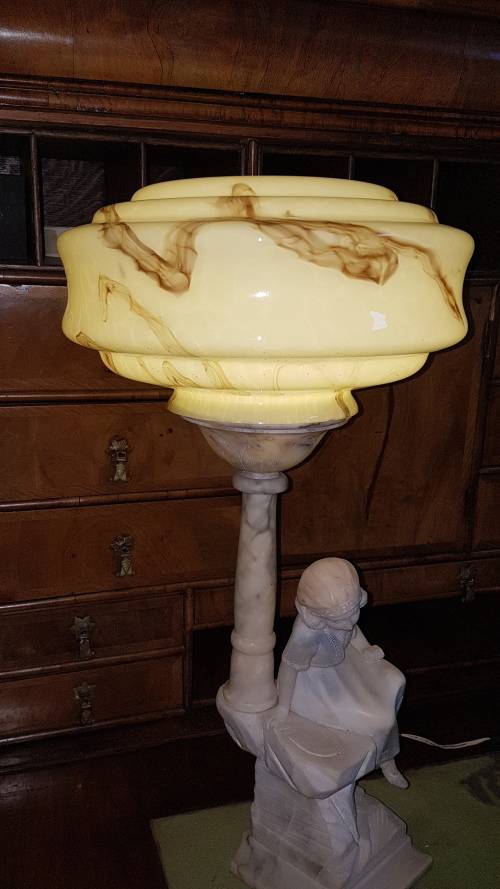 Absolutly stunning vintage marbled ceiling light lamp shade large